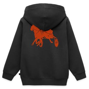 Traber Trabrennen Pferderennen - Kinder Premium Organic Zip Hoodie - Schwarz - Hinten - AI Model Kid Male (0cm)