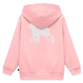 Courses de chevaux de trot - Sweat Premium à capuche zippé enfant bio - rose - Dos - AI Model Kid Female (0cm)