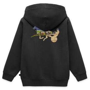 Traber Pferderennen - Kinder Premium Organic Zip Hoodie - Schwarz - Hinten - AI Model Kid Male (0cm)