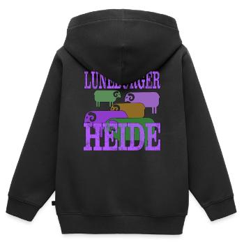 Lüneburger Heide Motiv - Kinder Premium Organic Zip Hoodie - Schwarz - Hinten - AI Model Kid Male (0cm)