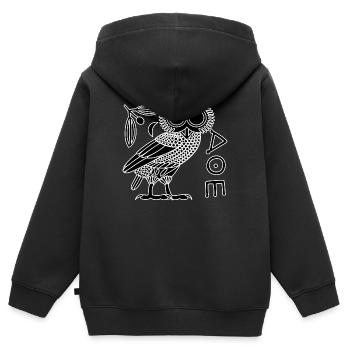 Eule der Athene [Schwarz + Alle] - Kinder Premium Organic Zip Hoodie - Schwarz - Hinten - AI Model Kid Male (0cm)