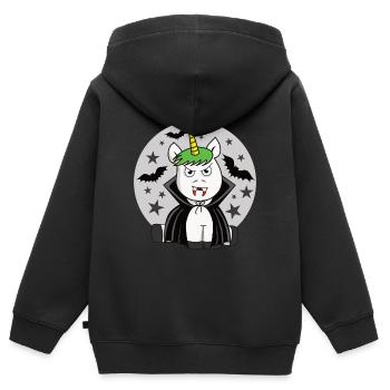Vampir Einhorn - Kinder Premium Organic Zip Hoodie - Schwarz - Hinten - AI Model Kid Male (0cm)