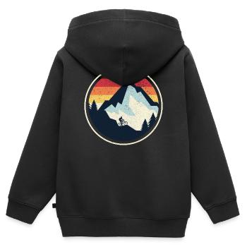 Sunset Peak MTB Silhouette - Kinder Premium Organic Zip Hoodie - Schwarz - Hinten - AI Model Kid Male (0cm)