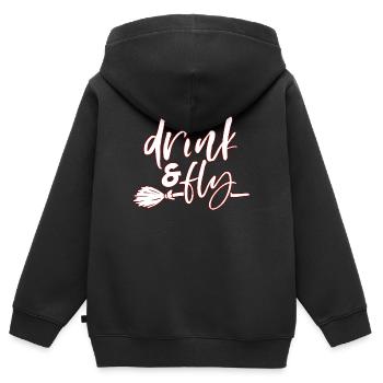Balai de sorcière d'halloween - Sweat Premium à capuche zippé enfant bio - noir - Dos - AI Model Kid Male (0cm)