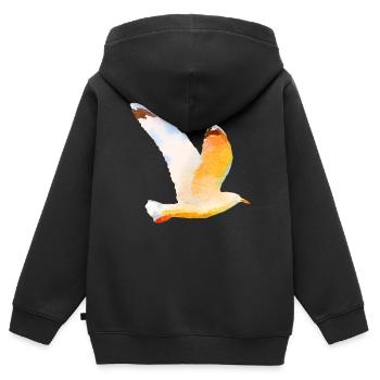 mouette - Sweat Premium à capuche zippé enfant bio - noir - Dos - AI Model Kid Male (0cm)