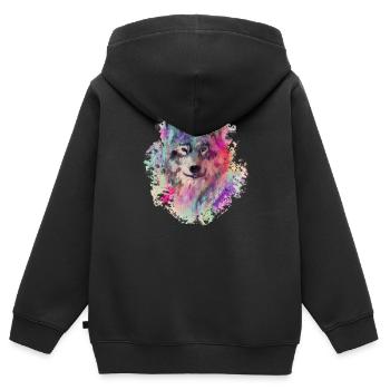 Wolf im Norden Colour version - Kinder Premium Organic Zip Hoodie - Schwarz - Hinten - AI Model Kid Male (0cm)