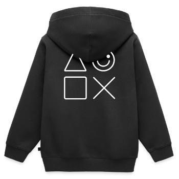 Gaming Gamer Nerd Nerds Jeux vidéo Jeux vidéo - Sweat Premium à capuche zippé enfant bio - noir - Dos - AI Model Kid Male (0cm)