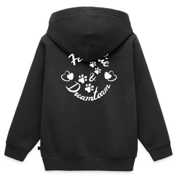 Familie und Traumteam Tiermotiv - Kinder Premium Organic Zip Hoodie - Schwarz - Hinten - AI Model Kid Male (0cm)
