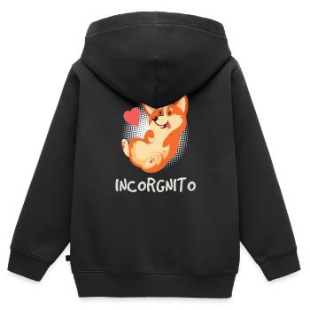 Corgi Wachhund Hund - Kinder Premium Organic Zip Hoodie - Schwarz - Hinten - AI Model Kid Male (0cm)