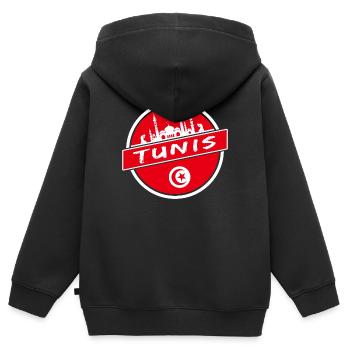Tunis design avec mosquée / tunisie - Sweat Premium à capuche zippé enfant bio - noir - Dos - AI Model Kid Male (0cm)