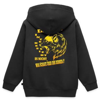 Wolf Rudel Alphatier - Kinder Premium Organic Zip Hoodie - Schwarz - Hinten - AI Model Kid Male (0cm)