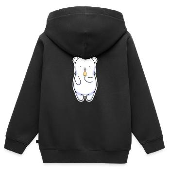 Eisbär - Kinder Premium Organic Zip Hoodie - Schwarz - Hinten - AI Model Kid Male (0cm)