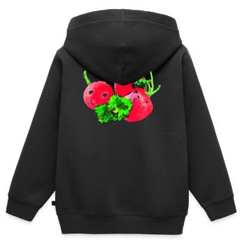 radieschen gemüse speise - Kinder Premium Organic Zip Hoodie - Schwarz - Hinten - AI Model Kid Male (0cm)