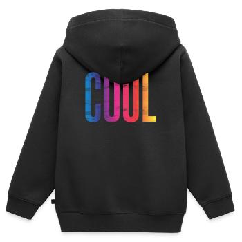 COOL Farbverlauf Holztext - Kinder Premium Organic Zip Hoodie - Schwarz - Hinten - AI Model Kid Male (0cm)