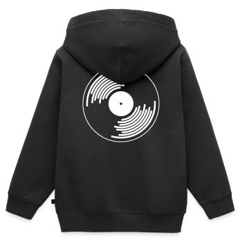 disques vinyles disque vinyle hip hop tape dj deejay - Sweat Premium à capuche zippé enfant bio - noir - Dos - AI Model Kid Male (0cm)