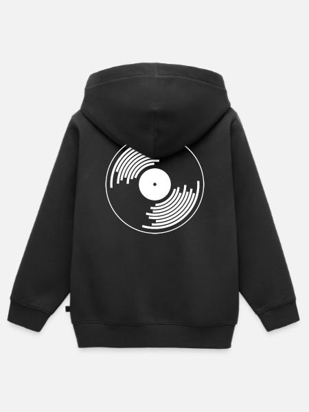 vinylplater spiller inn hip hop tape dj deejay - Premium børne zip-hættetrøje økologisk - sort