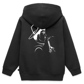 Pistolets Cowboy Western Wild West Symbol - Sweat Premium à capuche zippé enfant bio - noir - Dos - AI Model Kid Male (0cm)