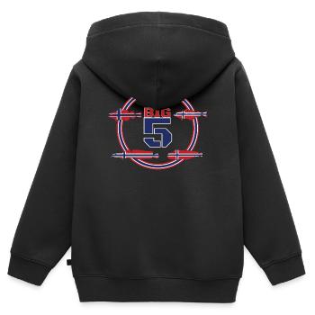 Flétan norvégien Big 5 I, cadeau de pêche - Sweat Premium à capuche zippé enfant bio - noir - Dos - AI Model Kid Male (0cm)