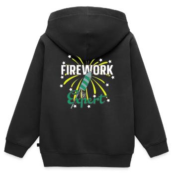 Firework Expert - Kids Premium Organic Zip-up Hoodie - black - Back - AI Model Kid Male (0cm)