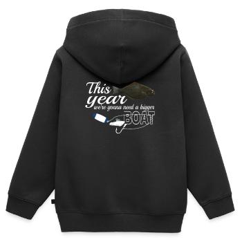 Pêcheur flétan en Norvège / Island bigger boat - Sweat Premium à capuche zippé enfant bio - noir - Dos - AI Model Kid Male (0cm)
