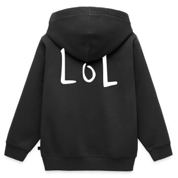 LOL - Kinder Premium Organic Zip Hoodie - Schwarz - Hinten - AI Model Kid Male (0cm)