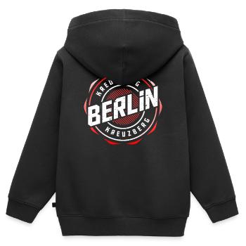 Berlin Kreuzberg - Kinder Premium Organic Zip Hoodie - Schwarz - Hinten - AI Model Kid Male (0cm)