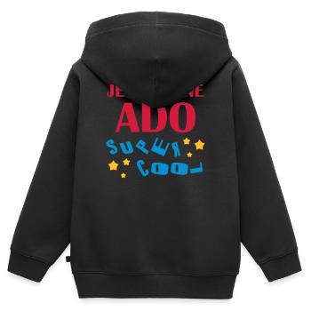 adolescent / enfant / ado / adolescente - Sweat Premium à capuche zippé enfant bio - noir - Dos - AI Model Kid Male (0cm)