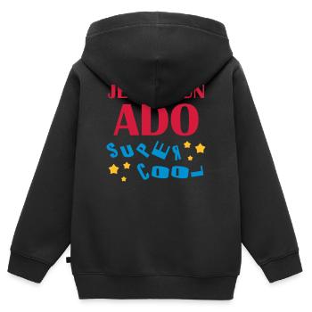 adolescent / enfant / ado / adolescente - Sweat Premium à capuche zippé enfant bio - noir - Dos - AI Model Kid Male (0cm)