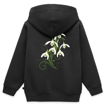 Fleurs de perce-neige. Le printemps arrive. - Sweat Premium à capuche zippé enfant bio - noir - Dos - AI Model Kid Male (0cm)