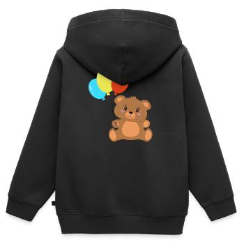Teddybär mit Luftballons - Kinder Premium Organic Zip Hoodie - Schwarz - Hinten - AI Model Kid Male (0cm)