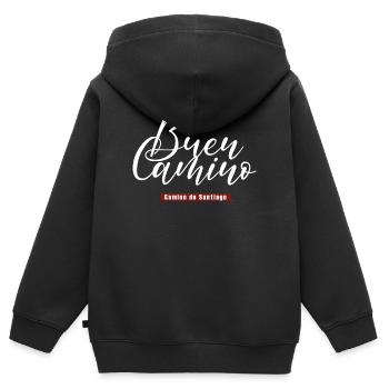 Buen Camino Jakobsweg Camino de Santiago - Kinder Premium Organic Zip Hoodie - Schwarz - Hinten - AI Model Kid Male (0cm)