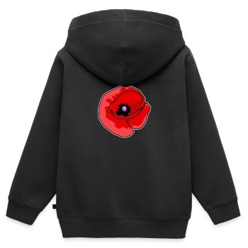 Kunstvolle Mohnblume auf Leinwand - Kinder Premium Organic Zip Hoodie - Schwarz - Hinten - AI Model Kid Male (0cm)