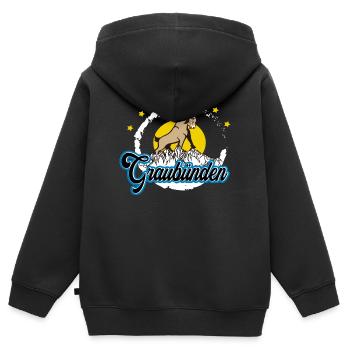 Graubünden Steinbock Summit - Kinder Premium Organic Zip Hoodie - Schwarz - Hinten - AI Model Kid Male (0cm)