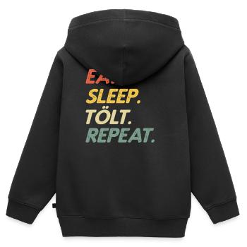 Eat Sleep Tölt Repeat - Cheval cadeau islandais - Sweat Premium à capuche zippé enfant bio - noir - Dos - AI Model Kid Male (0cm)