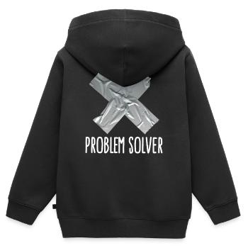 Problem solver marrant Ruban adhésif mari père - Sweat Premium à capuche zippé enfant bio - noir - Dos - AI Model Kid Male (0cm)