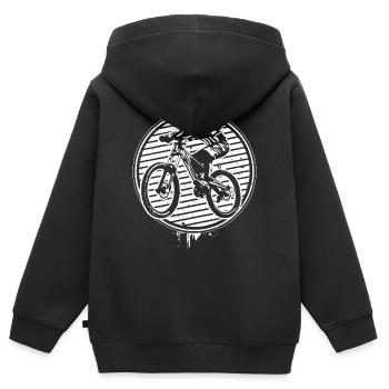VTT Downhill MTB - Sweat Premium à capuche zippé enfant bio - noir - Dos - AI Model Kid Male (0cm)