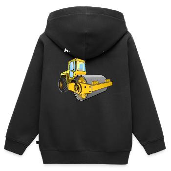 Dampfwalze, Alles Walzer, niederwalzen, Straßenbau - Kinder Premium Organic Zip Hoodie - Schwarz - Hinten - AI Model Kid Male (0cm)