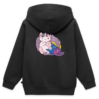 Kitty Katacorn Einhornkatze - Kinder Premium Organic Zip Hoodie - Schwarz - Hinten - AI Model Kid Male (0cm)