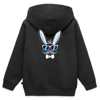 Er | Osterhase Gesicht Osterhäschen Frohe Ostern - Kinder Premium Organic Zip Hoodie - Schwarz - Hinten - AI Model Kid Male (0cm)