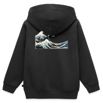 La Vague | La Vague | Katsushika Hokusai - Sweat Premium à capuche zippé enfant bio - noir - Dos - AI Model Kid Male (0cm)
