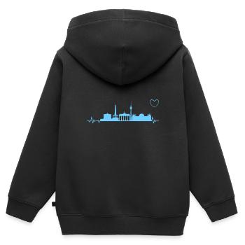 Berlin Heartbeat EKG Spree capital - Sweat Premium à capuche zippé enfant bio - noir - Dos - AI Model Kid Male (0cm)
