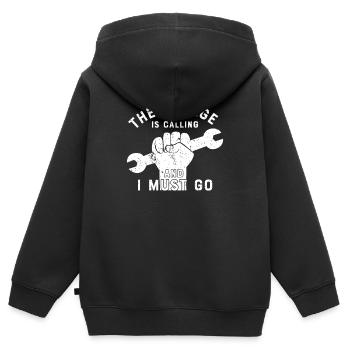 Mechaniker - Kinder Premium Organic Zip Hoodie - Schwarz - Hinten - AI Model Kid Male (0cm)