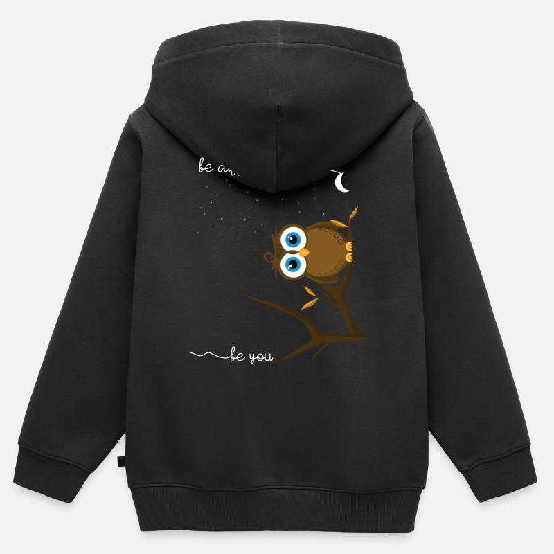 Eule be different be you Geschenkidee - Kinder Premium Organic Zip Hoodie - Schwarz
