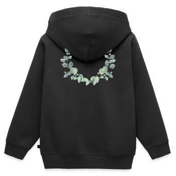 zarter Eukalyptus Zweige als halber Kranz - Kinder Premium Organic Zip Hoodie - Schwarz - Hinten - AI Model Kid Male (0cm)