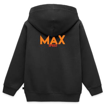Max - Kinder Premium Organic Zip Hoodie - Schwarz - Hinten - AI Model Kid Male (0cm)
