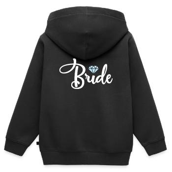 Mariée mariée diamant mariage mariage cadeau de fête - Sweat Premium à capuche zippé enfant bio - noir - Dos - AI Model Kid Male (0cm)