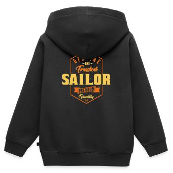 Vertrauenswürdiger Seemann - Kinder Premium Organic Zip Hoodie - Schwarz - Hinten - AI Model Kid Male (0cm)
