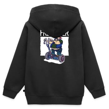 Motos moto liberté indépendance drôle - Sweat Premium à capuche zippé enfant bio - noir - Dos - AI Model Kid Male (0cm)
