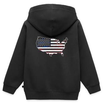 Sterne-und-Streifen-Karte - Kinder Premium Organic Zip Hoodie - Schwarz - Hinten - AI Model Kid Male (0cm)