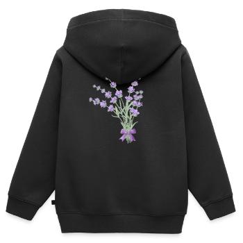 Bouquet de lavande - Sweat Premium à capuche zippé enfant bio - noir - Dos - AI Model Kid Male (0cm)
